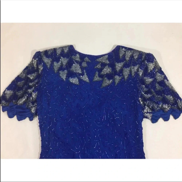 Silky Nites Vintage Sequin 80s Silk Dress - Picture 4 of 9